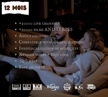 Abonnement IPTV Premium de 12 mois pour Smart TV en 2024 